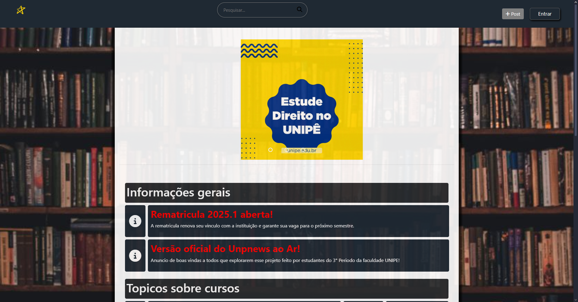 Foto da home page do projeto